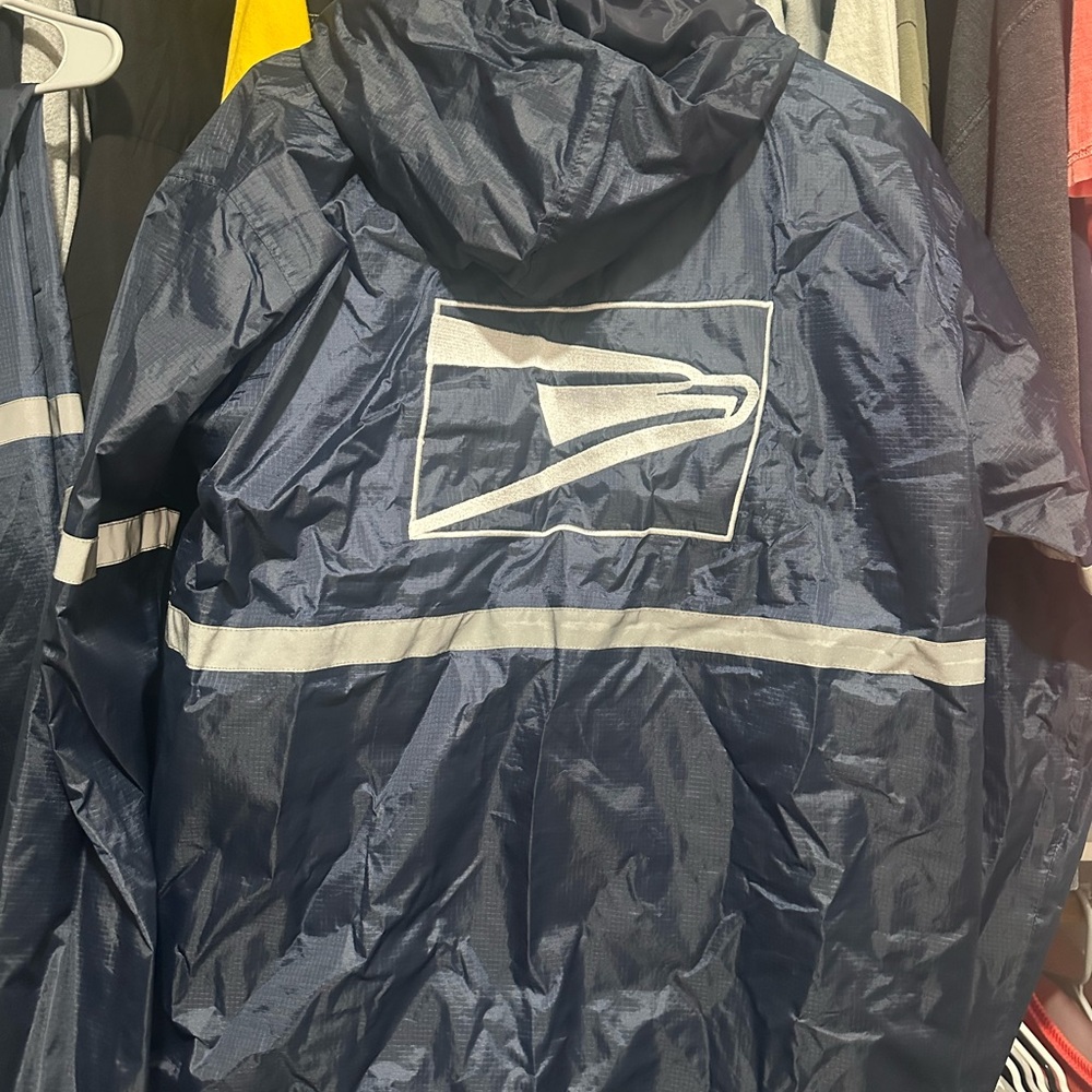 POSTAL RAIN SUIT. Navy Blue Windbreaker with Logo
